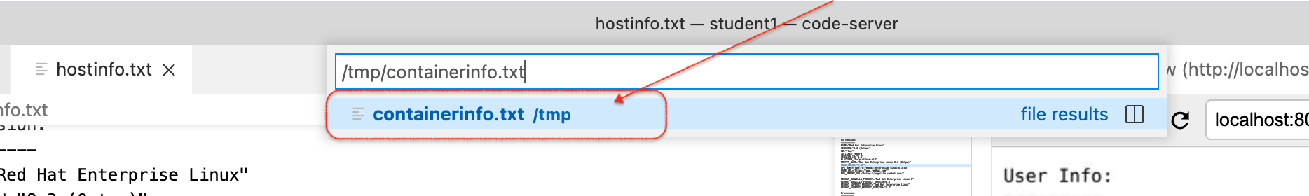 container info select